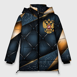 Куртка зимняя женская Золотой герб России на объемном фоне, цвет: 3D-красный