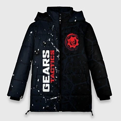 Куртка зимняя женская Gears of War красно-белой лого на темном фоне, цвет: 3D-светло-серый