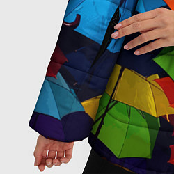 Куртка зимняя женская Разноцветные зонтики - композиция, цвет: 3D-красный — фото 2