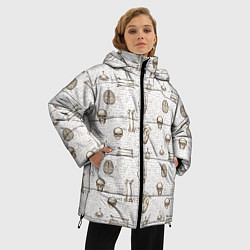 Куртка зимняя женская Череп и части тела, цвет: 3D-светло-серый — фото 2