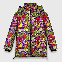 Куртка зимняя женская Череп и зомби, цвет: 3D-светло-серый