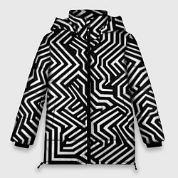 Куртка зимняя женская Гипнотические узоры, цвет: 3D-черный