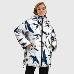 Куртка зимняя женская Ласточки парят в небе, цвет: 3D-черный — фото 2