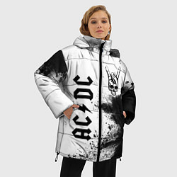 Куртка зимняя женская AC DC и рок символ на светлом фоне, цвет: 3D-черный — фото 2