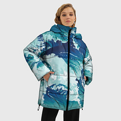 Куртка зимняя женская Несущиеся морские волны, цвет: 3D-черный — фото 2