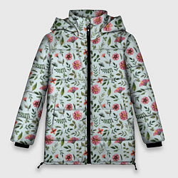 Куртка зимняя женская Мятно-цветочный, цвет: 3D-светло-серый