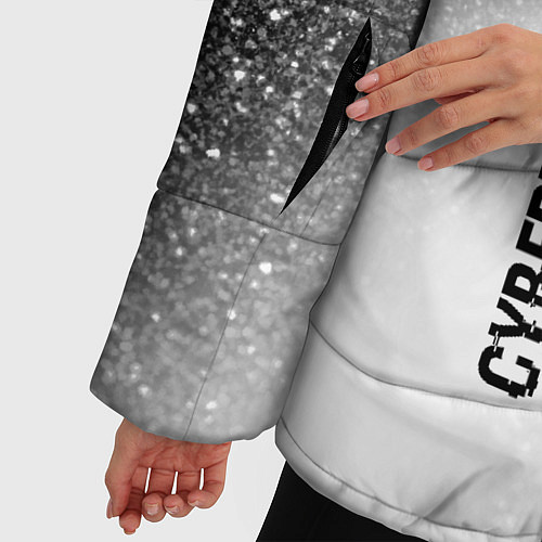 Женская зимняя куртка Cyberpunk 2077 glitch на светлом фоне: по-вертикал / 3D-Черный – фото 5