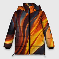Куртка зимняя женская Плавные огненные узоры, цвет: 3D-светло-серый