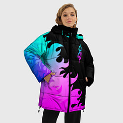 Куртка зимняя женская Slipknot неоновый огонь, цвет: 3D-черный — фото 2