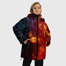 Куртка зимняя женская Огненный цветок с дымом, цвет: 3D-светло-серый — фото 2