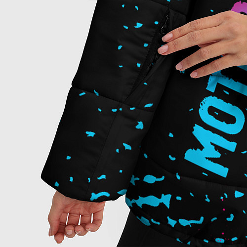 Женская зимняя куртка Motorhead - neon gradient: надпись, символ / 3D-Черный – фото 5
