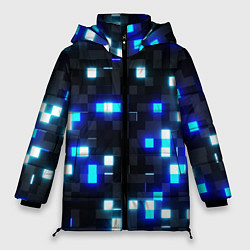 Куртка зимняя женская Неоновые светящиеся квадраты, цвет: 3D-светло-серый