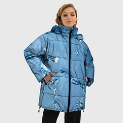 Куртка зимняя женская Водные подтёки на стекле, цвет: 3D-светло-серый — фото 2