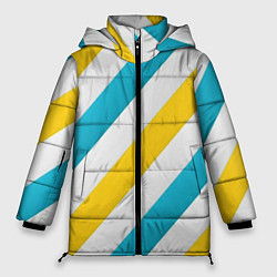 Куртка зимняя женская Желтые и синие полосы, цвет: 3D-светло-серый