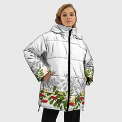 Куртка зимняя женская Веточки красной рябины с бабочками, цвет: 3D-черный — фото 2