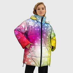 Куртка зимняя женская Звезды на радужном фоне, цвет: 3D-черный — фото 2