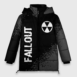 Куртка зимняя женская Fallout glitch на темном фоне: надпись, символ, цвет: 3D-черный