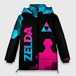 Куртка зимняя женская Zelda - neon gradient: надпись, символ, цвет: 3D-черный