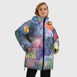 Куртка зимняя женская Красочные пятна акварели, цвет: 3D-красный — фото 2