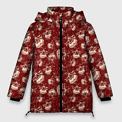 Куртка зимняя женская Череп и полоски, цвет: 3D-красный
