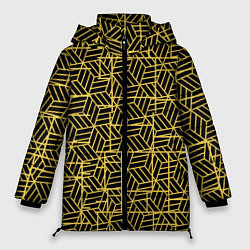 Куртка зимняя женская Геометрический узор полосатый кубик, цвет: 3D-черный