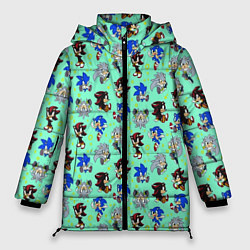 Куртка зимняя женская Ежик Соник и его друзья, цвет: 3D-черный