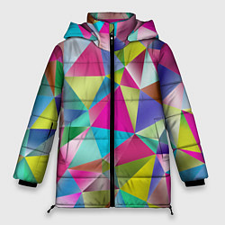 Куртка зимняя женская Радужные трехмерные треугольники, цвет: 3D-светло-серый