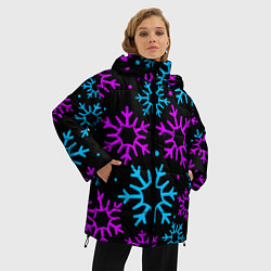 Куртка зимняя женская Неоновые снежинки, цвет: 3D-светло-серый — фото 2