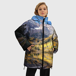 Куртка зимняя женская Красивая река между гор, цвет: 3D-красный — фото 2