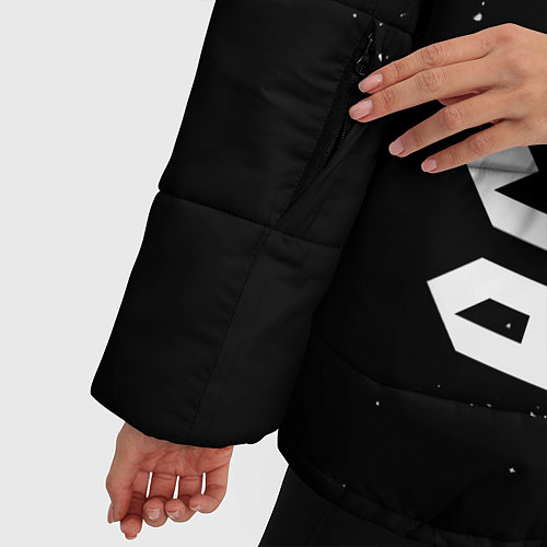 Женская зимняя куртка AC DC и рок символ на темном фоне / 3D-Черный – фото 5
