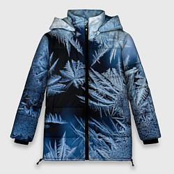 Куртка зимняя женская Морозный узор на стекле, цвет: 3D-черный