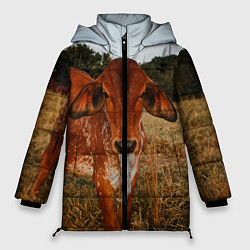 Куртка зимняя женская Коровка на поле, цвет: 3D-красный