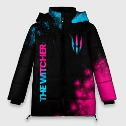 Куртка зимняя женская The Witcher - neon gradient: надпись, символ, цвет: 3D-черный