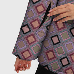 Куртка зимняя женская Разноцветные квадраты с зигзагами, цвет: 3D-светло-серый — фото 2