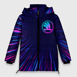 Куртка зимняя женская Skoda neon speed lines, цвет: 3D-черный