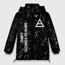 Куртка зимняя женская Thirty Seconds to Mars glitch на темном фоне: надп, цвет: 3D-черный