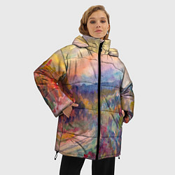 Куртка зимняя женская Осенний пейзаж акварель, цвет: 3D-светло-серый — фото 2