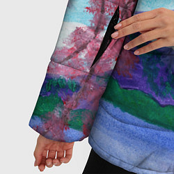 Куртка зимняя женская Цветение сакуры Фудзияма, цвет: 3D-светло-серый — фото 2