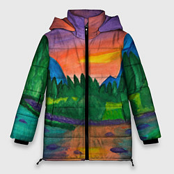 Куртка зимняя женская Закат на реке, цвет: 3D-светло-серый