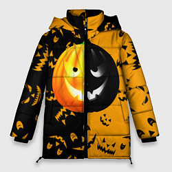Куртка зимняя женская Тыква на Хэллоуин, цвет: 3D-черный