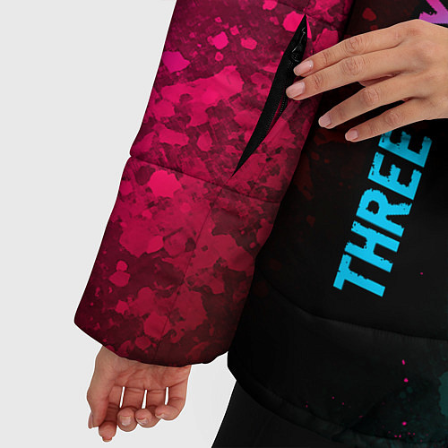 Женская зимняя куртка Three Days Grace - neon gradient: надпись, символ / 3D-Черный – фото 5