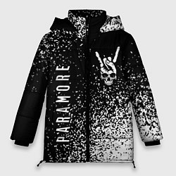 Женская зимняя куртка Paramore и рок символ на темном фоне