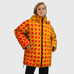 Куртка зимняя женская Оранжевая абстракция, цвет: 3D-красный — фото 2