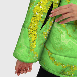 Куртка зимняя женская Салатовая золотистая абстракция, цвет: 3D-светло-серый — фото 2