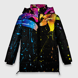 Куртка зимняя женская Цветные лилии, цвет: 3D-светло-серый