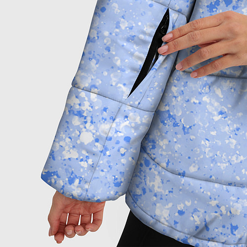 Женская зимняя куртка Абстракция Голубой текстура Зима / 3D-Черный – фото 5