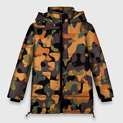 Куртка зимняя женская Камуфляж осенний лес, цвет: 3D-черный