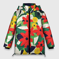 Женская зимняя куртка Цветочный яркий паттерн
