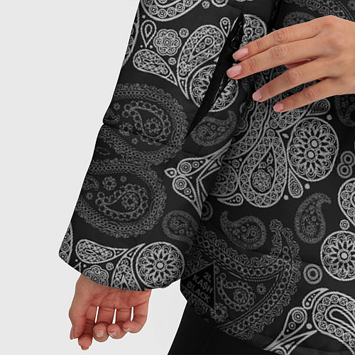 Женская зимняя куртка Абстрактные черепа пейсли / 3D-Черный – фото 5