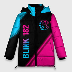 Женская зимняя куртка Blink 182 - neon gradient: надпись, символ
